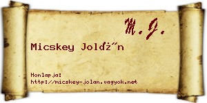 Micskey Jolán névjegykártya